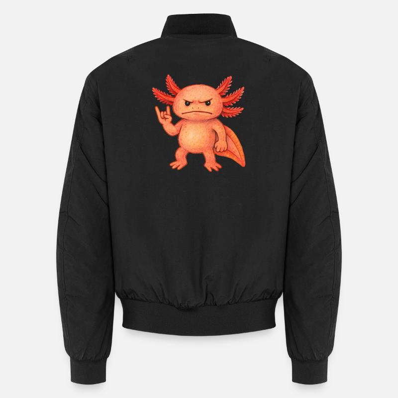 Crimson Ember Axolotl  - Unisex Bomber Jacket - black