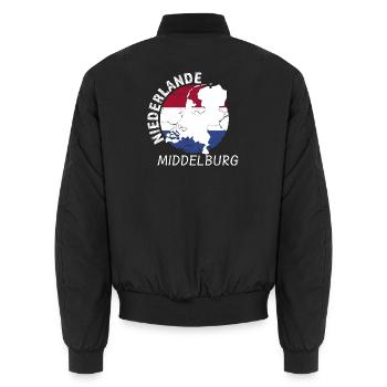 Middelburg - Unisex Bomberjacke - Schwarz - Hinten - AI Model Male 185 light (185cm)