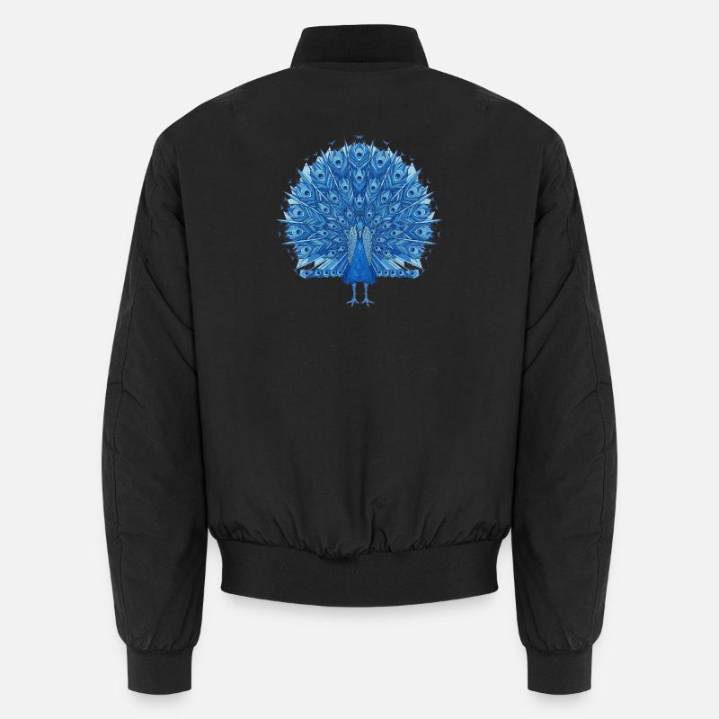 Cobalt Blue Peacock Fan Unisex Bomber Jacket
