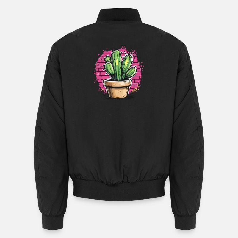 Cactus Graffiti in Pink Background Unisex Bomber Jacket