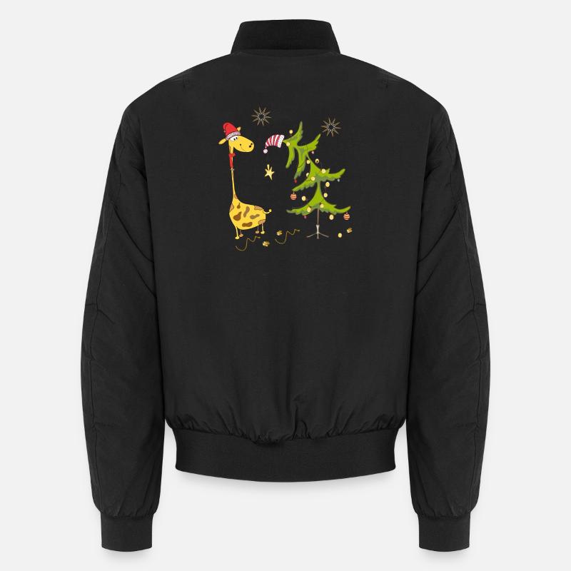 Giraffe with Christmas tree - Unisex Bomber Jacket - black