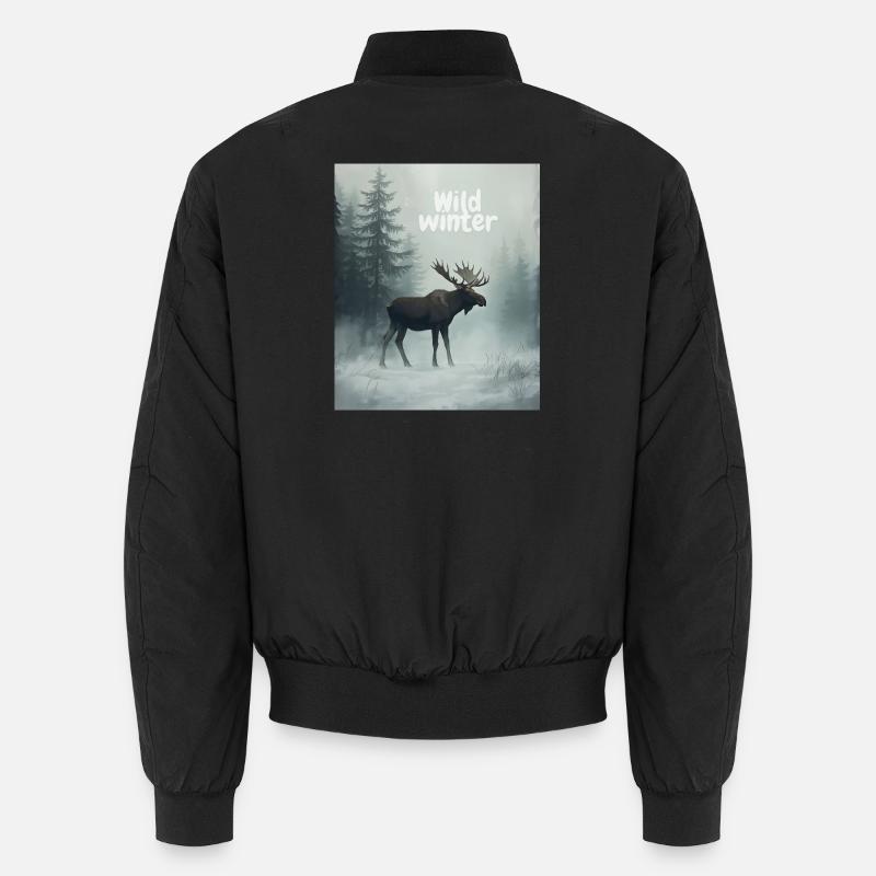 Wild Winter Moose - Unisex Bomber Jacket - black