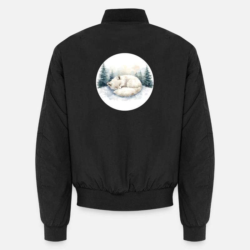 Arctic Fox Snowsleep Watercolor Unisex Bomber Jacket
