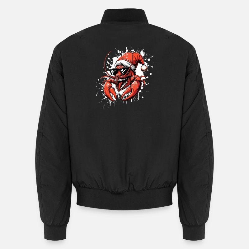 Lobster Crab Christmas Funny - Unisex Bomber Jacket - black