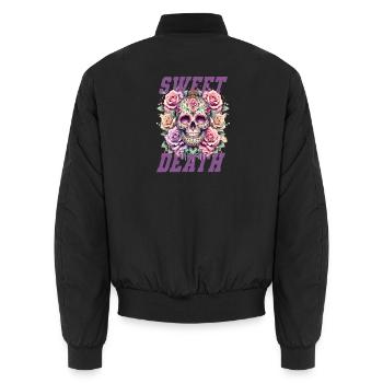 Fleurs Crâne Beauté Floraison - Bomber unisexe - noir - Dos - AI Model Male 185 light (185cm)