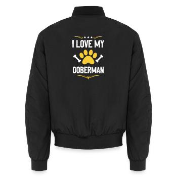Doberman Lover Motif - Bomber unisexe - noir - Dos - AI Model Male 185 light (185cm)