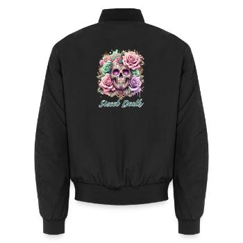 Fleurs Crâne Beauté Floraison - Bomber unisexe - noir - Dos - AI Model Male 185 light (185cm)