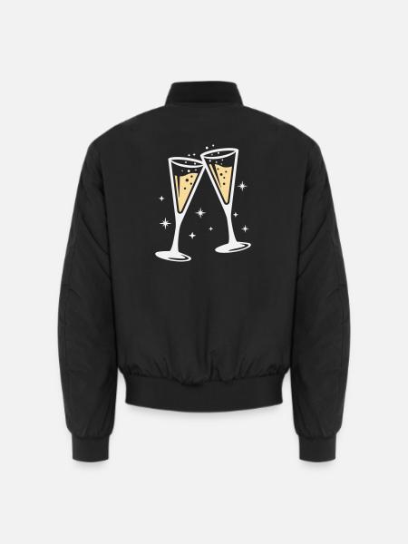 Sektglas Prosecco Sekt Alkohol Prost - Unisex Bomber Jacket - black