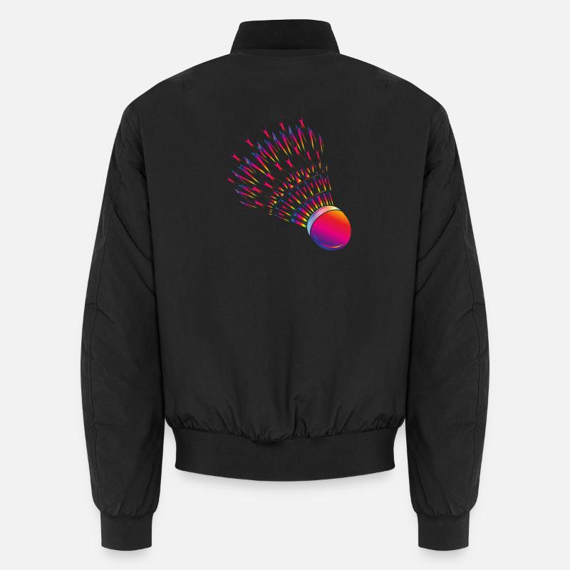 Colourful badminton – dynamic badminton motif - Unisex Bomber Jacket - black