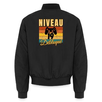 Level 19 Years Birthday Gamer Vintage Humor - Bomber unisexe - noir - Dos - AI Model Male 185 light (185cm)