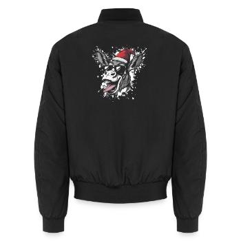 Donkey Christmas Funny - Unisex Bomber Jacket - black - Back - AI Model Male 185 light (185cm)