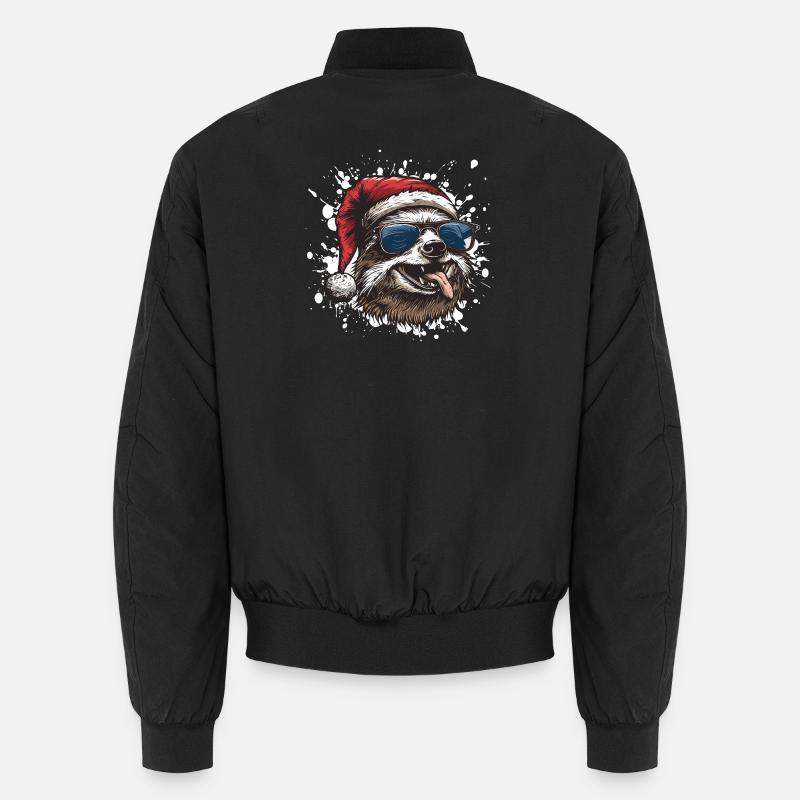 Sloth Christmas Funny - Unisex Bomber Jacket - black