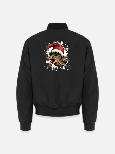 Snail Christmas Funny - Unisex Bomber Jacket - black