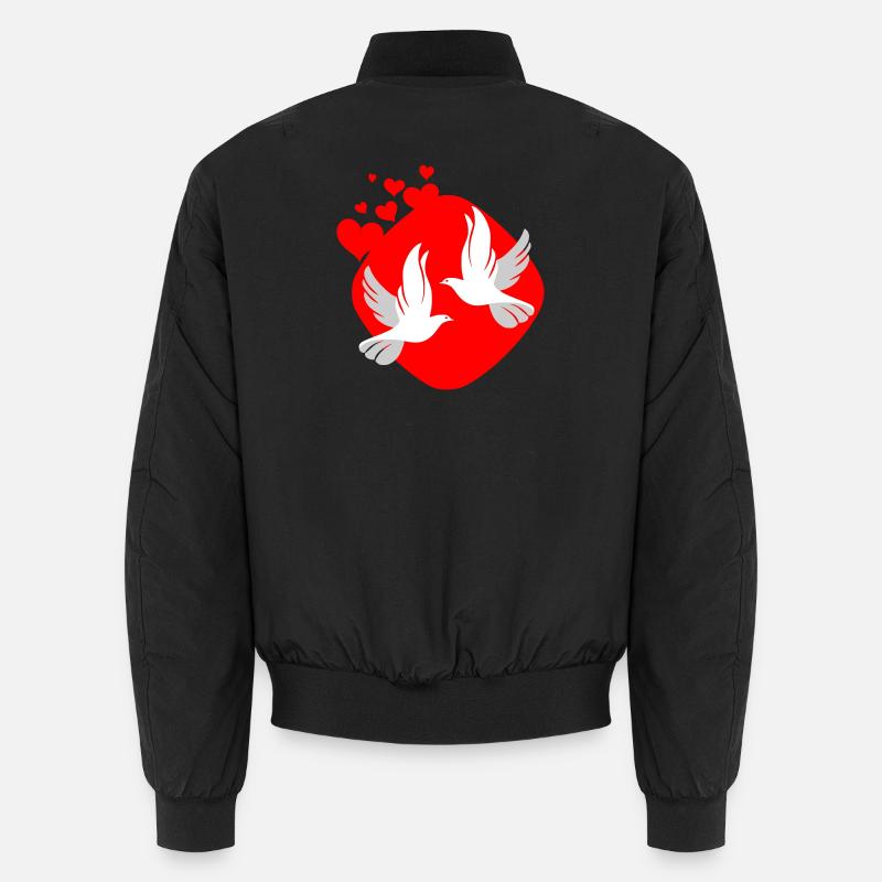 Taube der Liebe auf rotem Hintergrund Unisex Bomberjacke