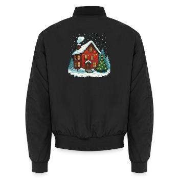 Maison d’hiver avec lumières - Bomber unisexe - noir - Dos - AI Model Male 185 light (185cm)