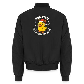 Weihnachten Spruch Humor Ente Lustig Rentier - Unisex Bomberjacke - Schwarz - Hinten - AI Model Male 185 light (185cm)