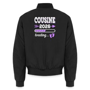 Cousine 2026 Loading Schwangerschaft Geschenkidee - Unisex Bomberjacke - Schwarz - Hinten - AI Model Male 185 light (185cm)