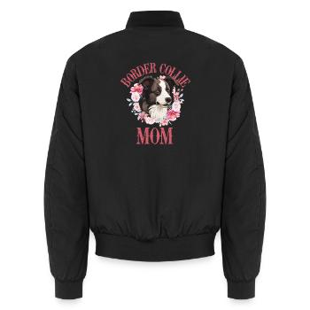 Border Collie Maman Floral - Bomber unisexe - noir - Dos - AI Model Male 185 light (185cm)