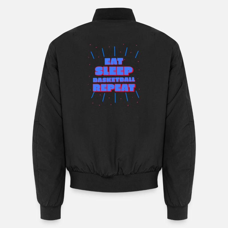 manger, dormir, basket-ball, répéter le design bleu/rouge Bomber unisexe