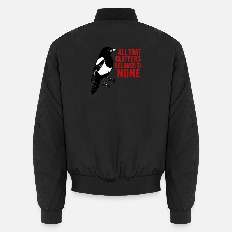 Krähe und roter Glitter-Spruch Unisex Bomberjacke