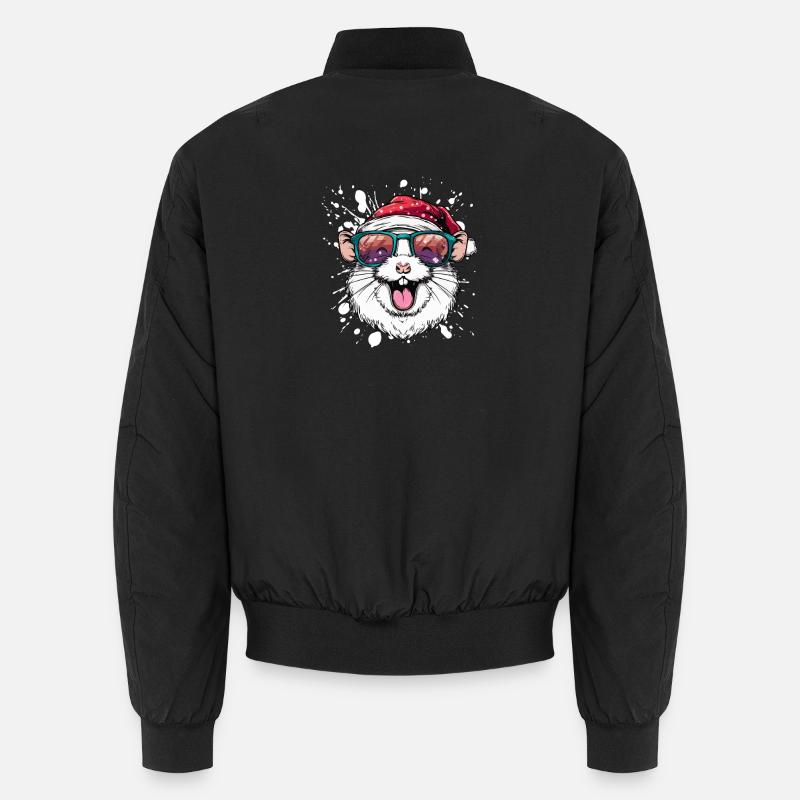 Hamster Noël drôle - Bomber unisexe - noir