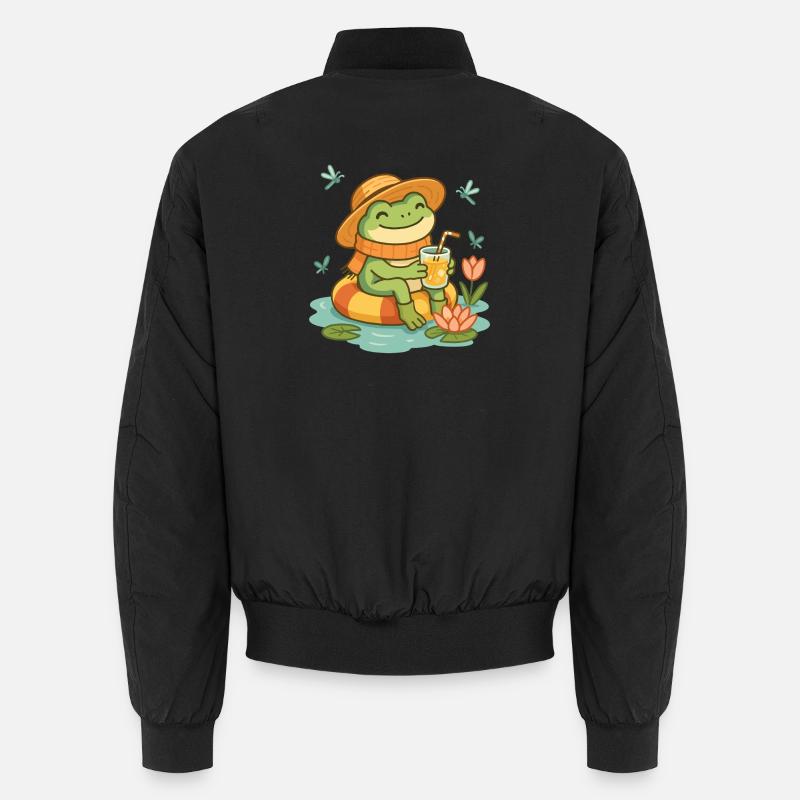 Summer Frog – Cozy Frog with Lemonade Unisex Bomber Jacket
