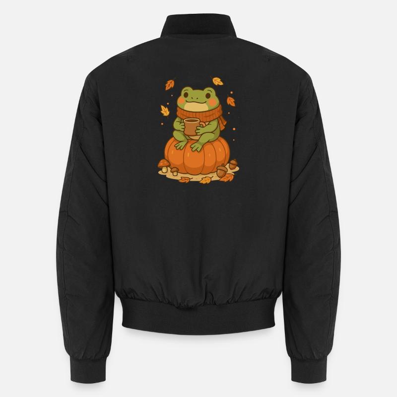 Grenouille d’automne – Grenouille douillette avec citrouille Bomber unisexe
