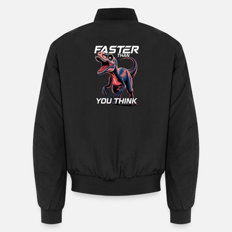 Faster Than You Think Dinosaur Velociraptor Unisex Bomber Jacket