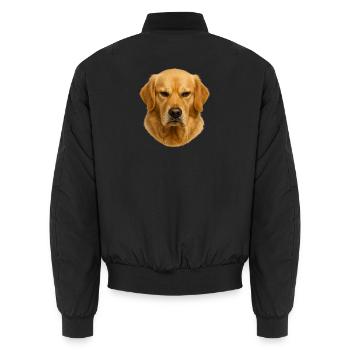 Golden Retriever Head Portrait - Unisex Bomber Jacket - black - Back - AI Model Male 185 light (185cm)
