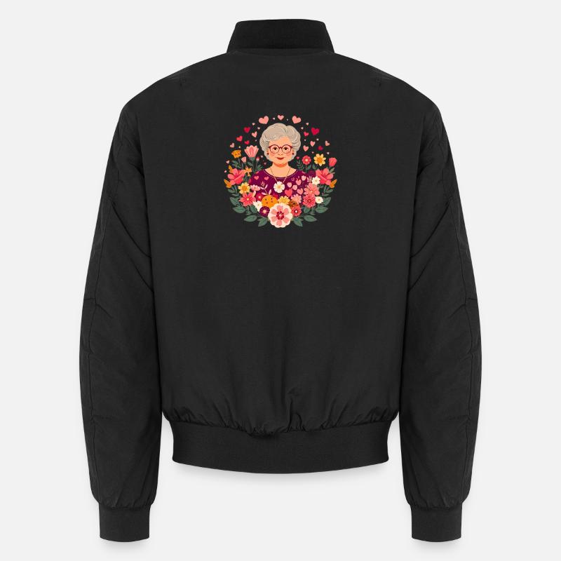 Blumen-Großmutter - Unisex Bomberjacke - Schwarz