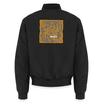 Orange Wellenmuster Kunst - Unisex Bomberjacke - Schwarz - Hinten - AI Model Male 185 light (185cm)