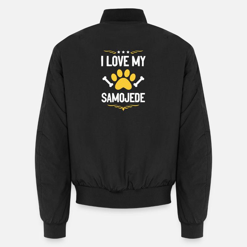 I love Samoyed - Unisex Bomber Jacket - black