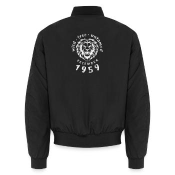 66. Birthday Wild, free & untamed since 12/1959 - Unisex Bomber Jacket - black - Back - AI Model Male 185 light (185cm)