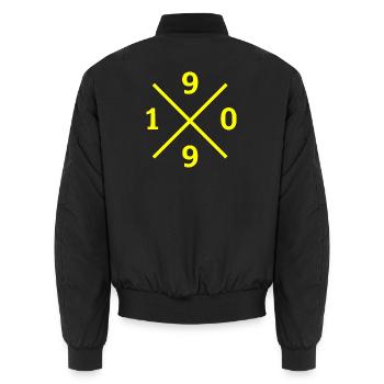1909 – Ruhrpott Liebe Fussball Dortmund Shirt - Unisex Bomberjacke - Schwarz - Hinten - AI Model Male 185 light (185cm)