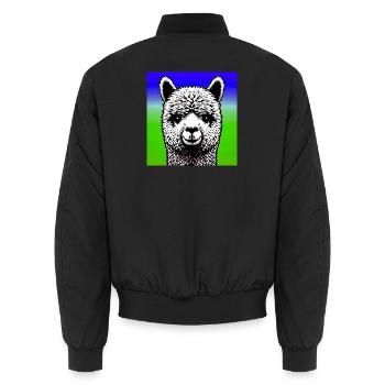 Alpaca - Unisex Bomber Jacket - black - Back - AI Model Male 185 light (185cm)