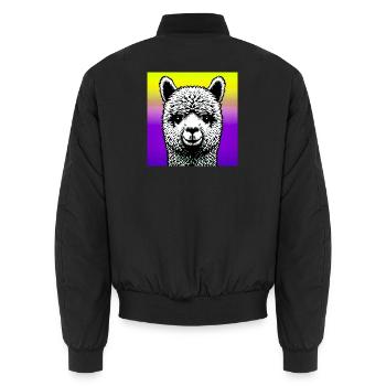 Alpaca - Unisex Bomber Jacket - black - Back - AI Model Male 185 light (185cm)