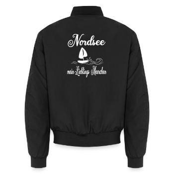 Nordsee Lieblingsmeerchen - Unisex Bomberjacke - Schwarz - Hinten - AI Model Male 185 light (185cm)
