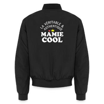Mamie Cool Véritable Reine Retro - Bomber unisexe - noir - Dos - AI Model Male 185 light (185cm)