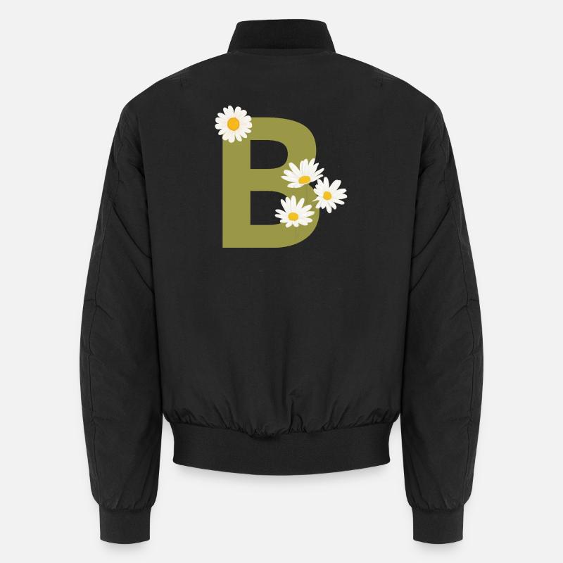 Letter b green daisies - Unisex Bomber Jacket - black