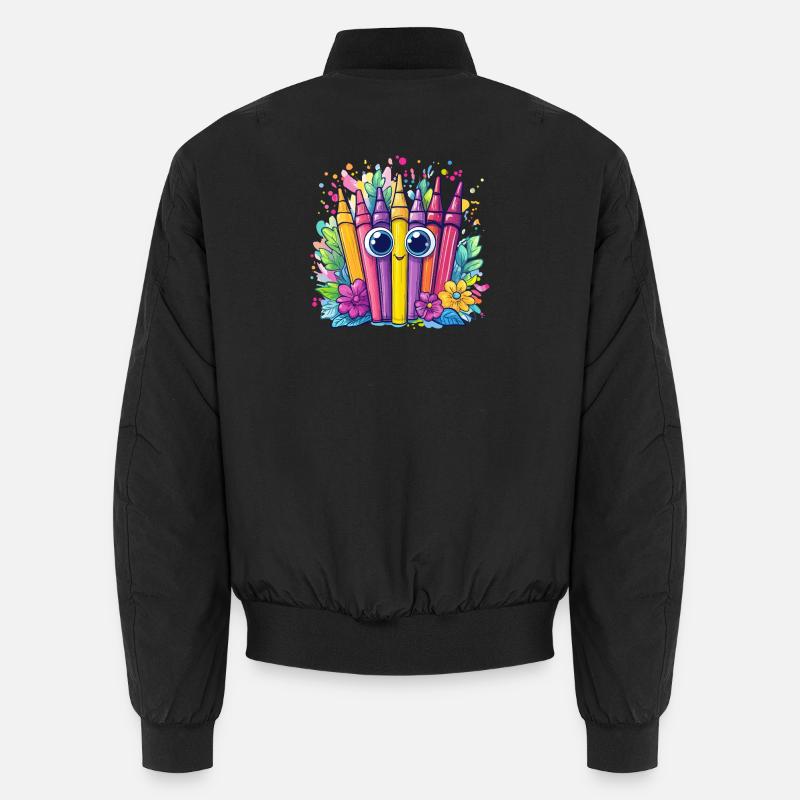 Bunte Stifte Fröhliche Farben - Unisex Bomberjacke - Schwarz