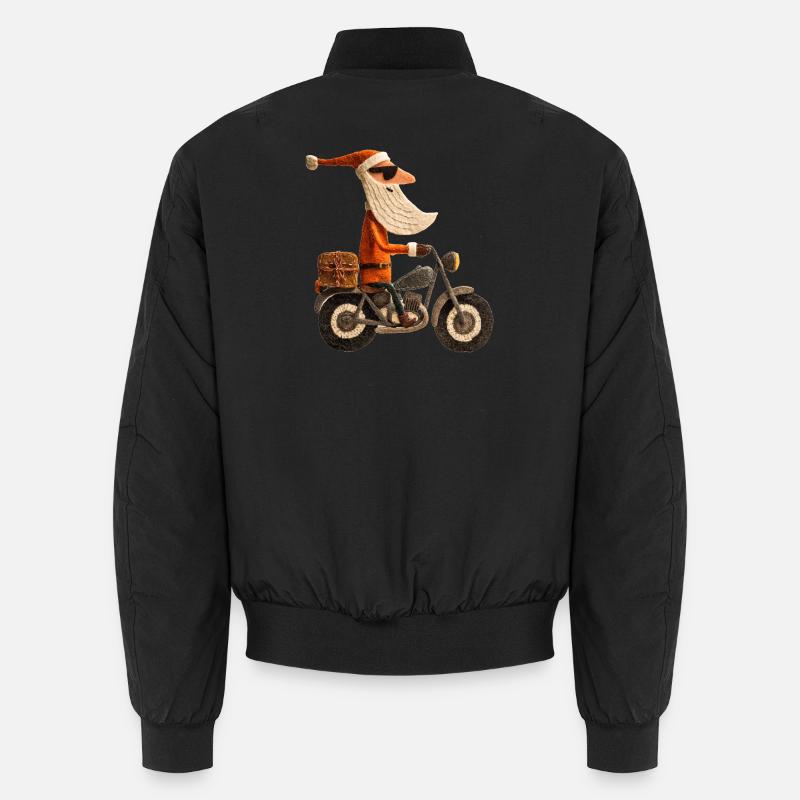Weihnachtsmann auf Motorrad Unisex Bomberjacke