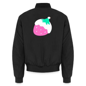 Erdbeeren – Weihnachten - Unisex Bomberjacke - Schwarz - Hinten - AI Model Male 185 light (185cm)