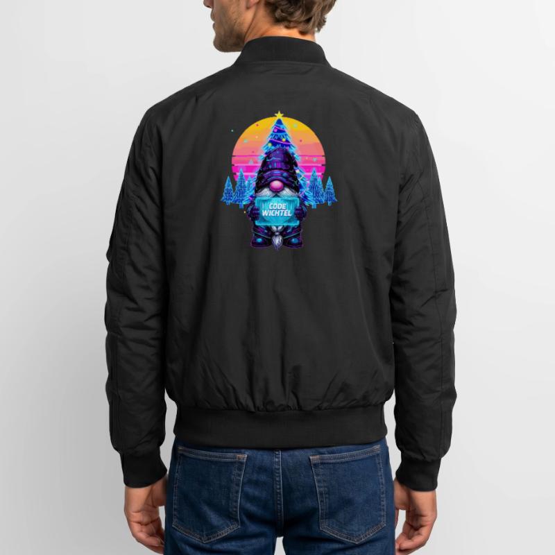 Cyberpunk Code Gnome - Synthwave Noël Nerd Bomber unisexe