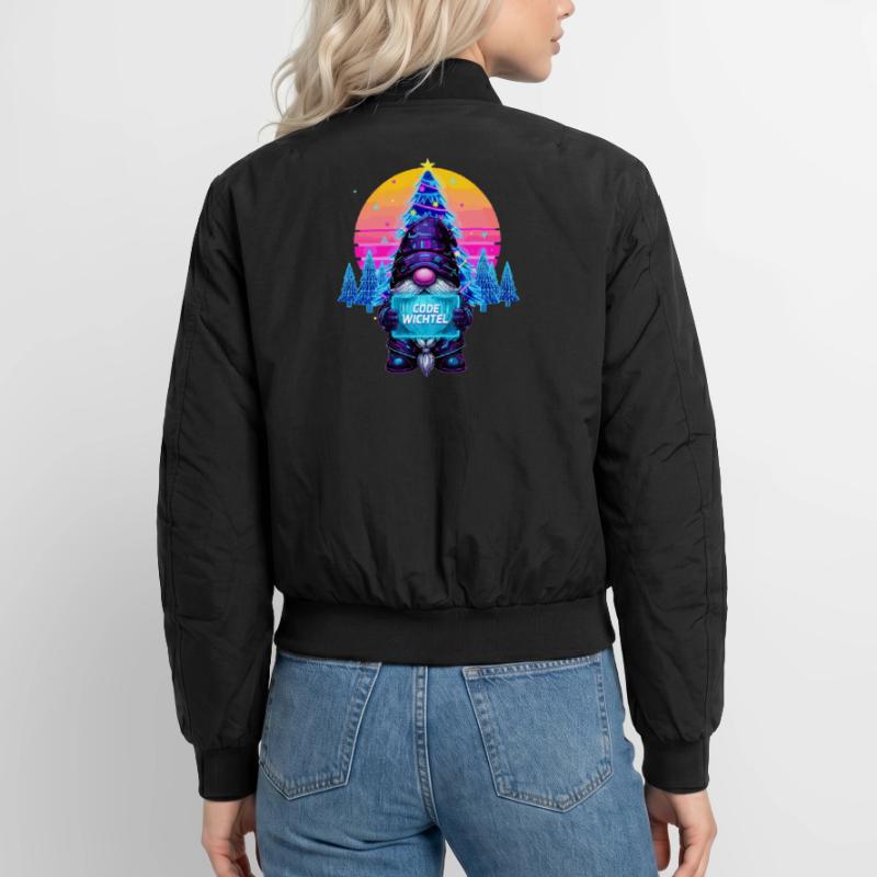 Cyberpunk Code Gnome - Synthwave Noël Nerd Bomber unisexe
