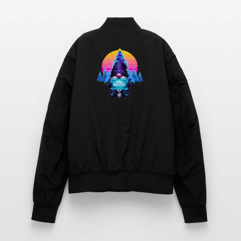 Cyberpunk Code Gnome - Synthwave Noël Nerd Bomber unisexe