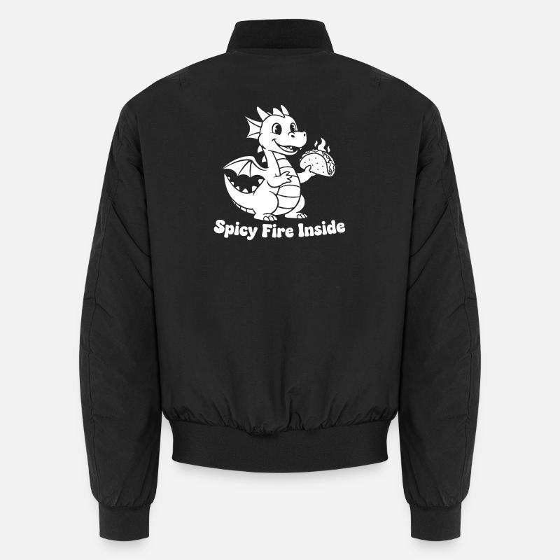 Flaming Dragon Taco Design - Unisex Bomber Jacket - black
