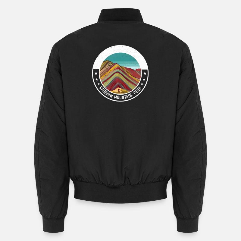 Regenbogenberg Peru Farbexplosion - Unisex Bomberjacke - Schwarz
