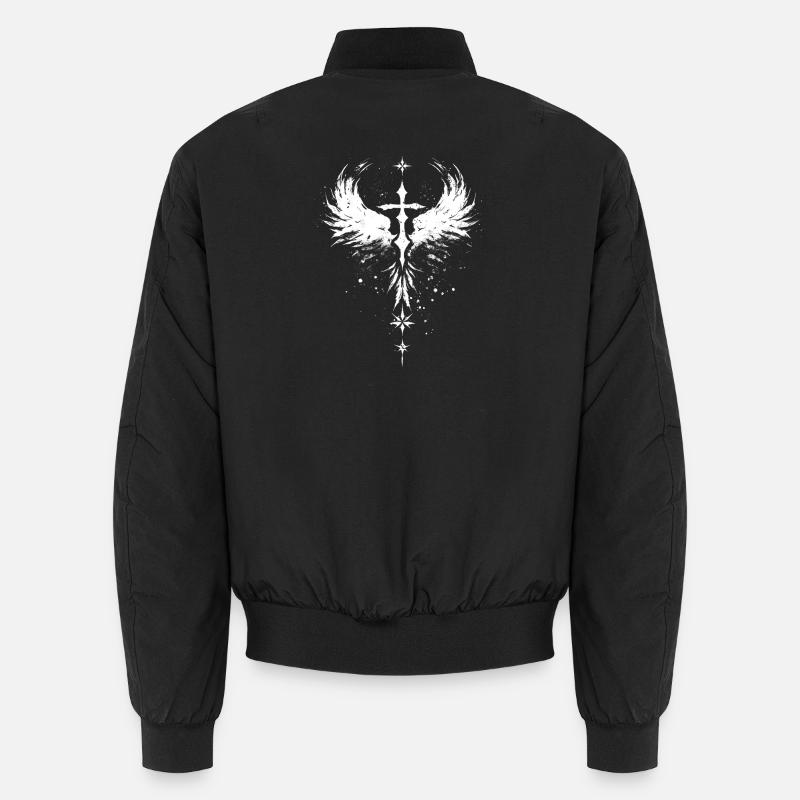 Goth Kreuz mit Engelflügel Gothic Unisex Bomberjacke