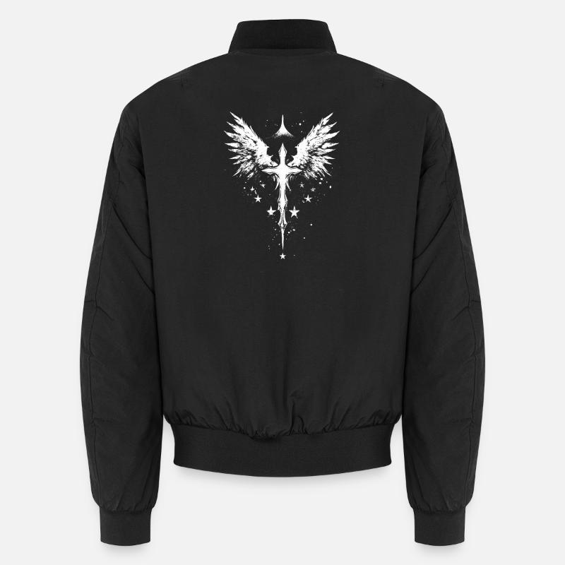 Goth Kreuz mit Engelflügel Gothic Unisex Bomberjacke