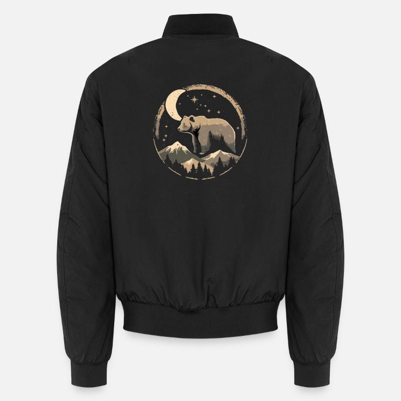 Moon Path Bear in Mountain Landscape Unisex Bomber Jacket